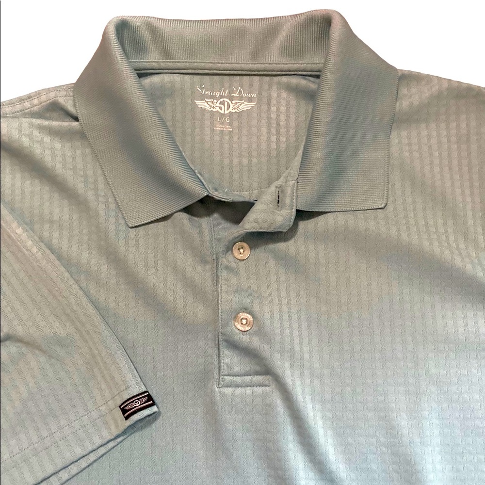 Straight Down Polo Shirt Mens Large‎ Green Stretch Lightweight Golf Casual Top